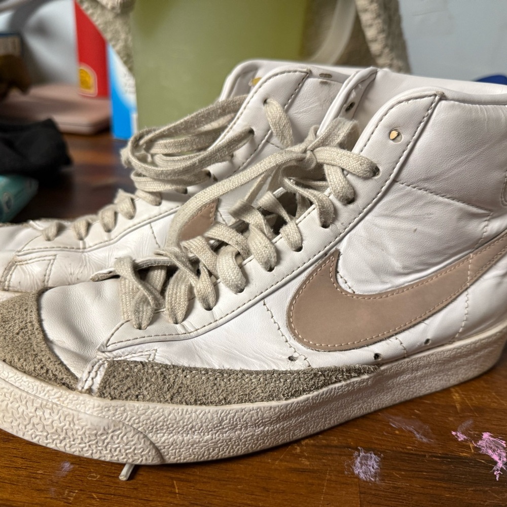 Nike High-Top Sneakers in Cream and Brown